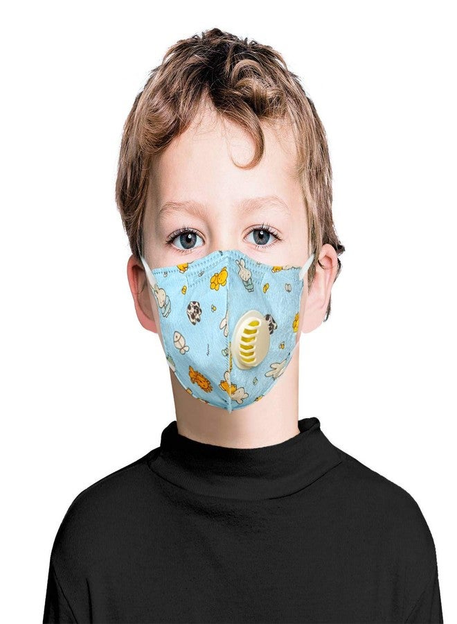 VRITRAZ PM 2.5 Kids Children Anti Pollution Activated Carbon Face Mask with Breathing Valve Blue - Image 1